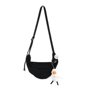 Simple Couple Canvas Solid Color Street Trend Korean Style Shoulder Bag