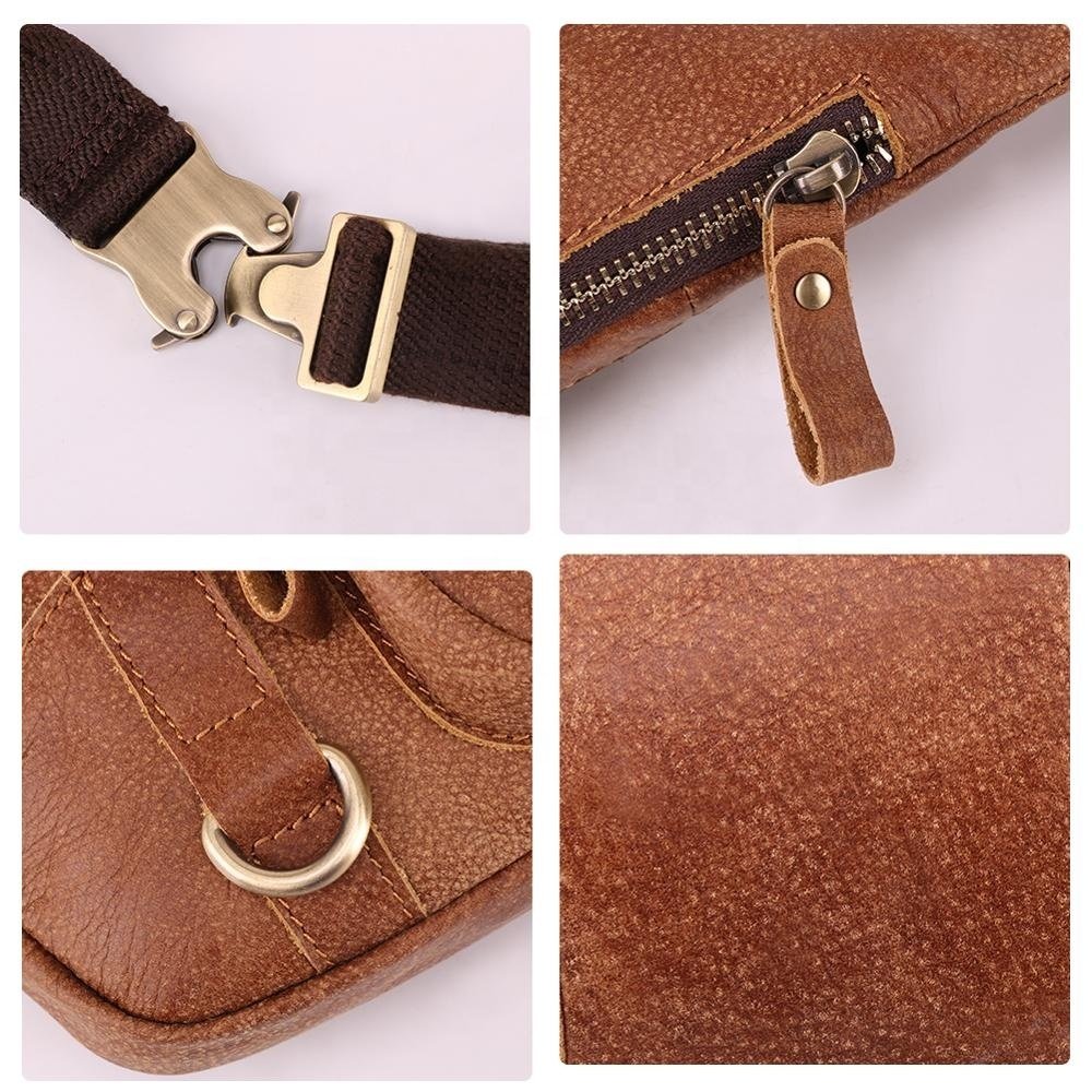 Crossbody Phone Waist Chest Bag Top Leather Men's Bag - Image 3