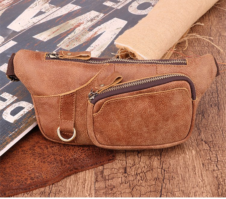 Crossbody Phone Waist Chest Bag Top Leather Men's Bag - Image 2