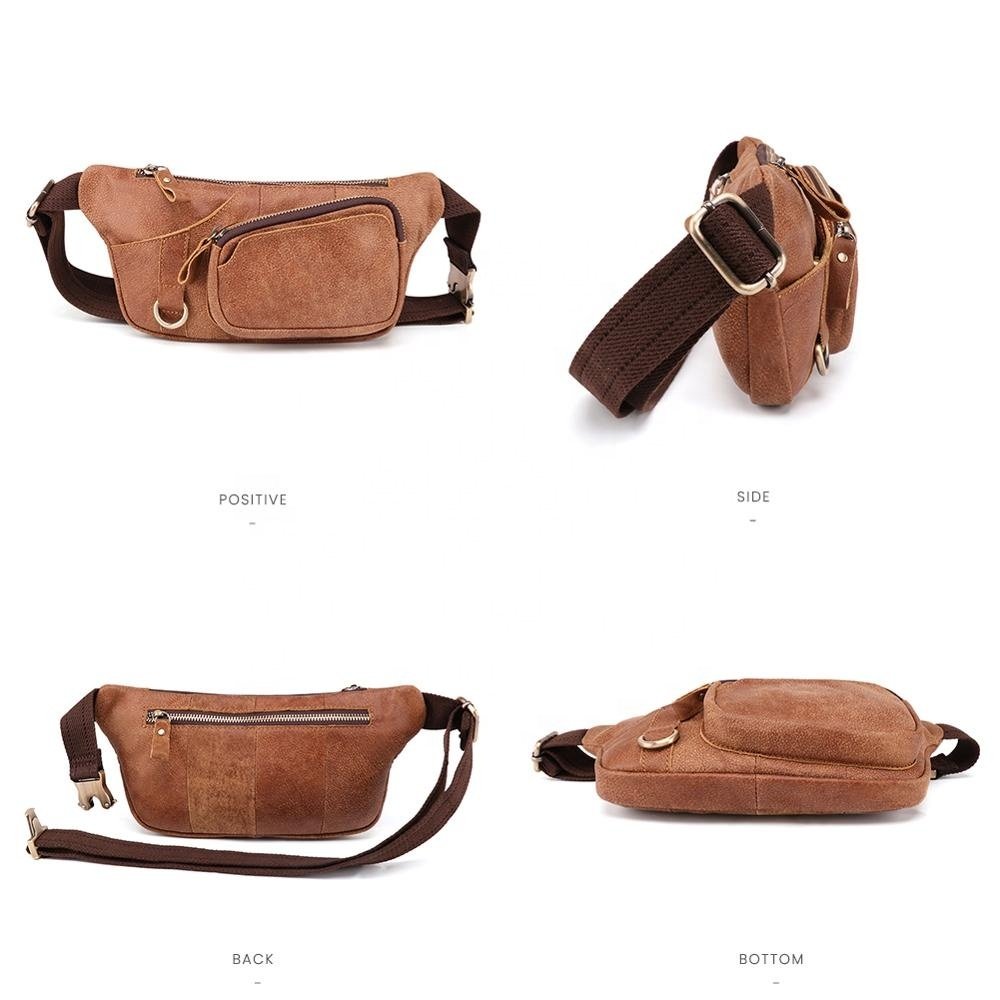 Crossbody Phone Waist Chest Bag Top Leather Men's Bag - Image 4
