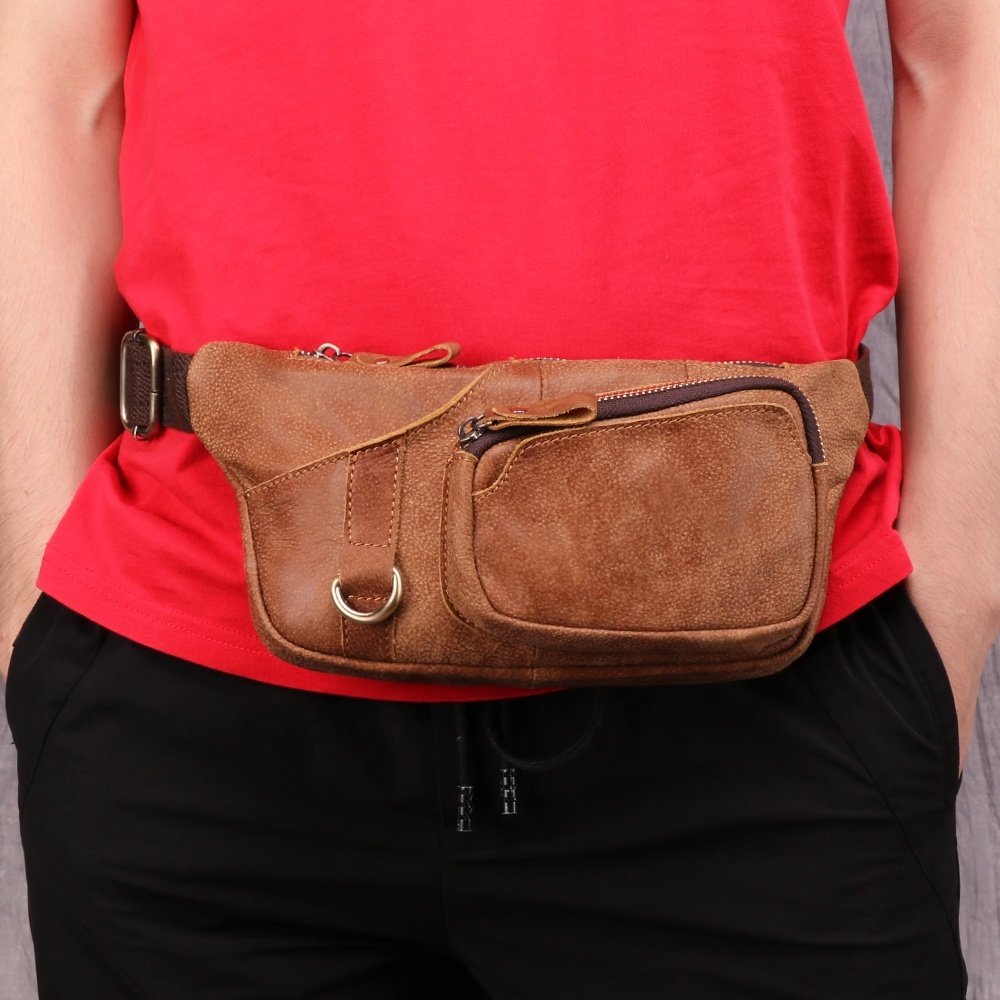 Crossbody Phone Waist Chest Bag Top Leather Men's Bag - Image 5
